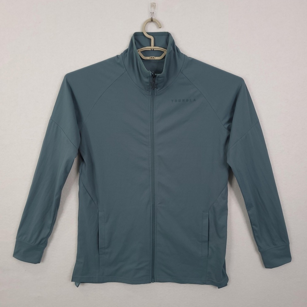 YoungLA Jacket Mens Medium Blue Track Full Zip Lightweight Stretch Athletic